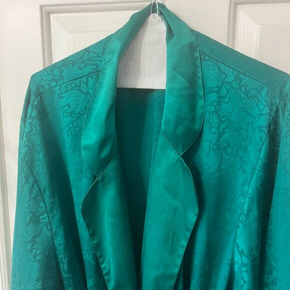 Sold on ET Victoria Secret Vintage Gold Label Emerald Green Sateen Robe - Picture 3 of 12